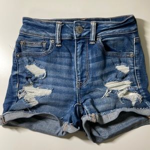 American Eagle Hi-Rise Shortie Denim Shorts size 00